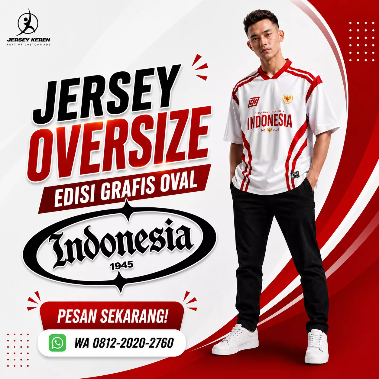jersey oversize 17 agustus Desain Elegan Minimalis Putih Merah