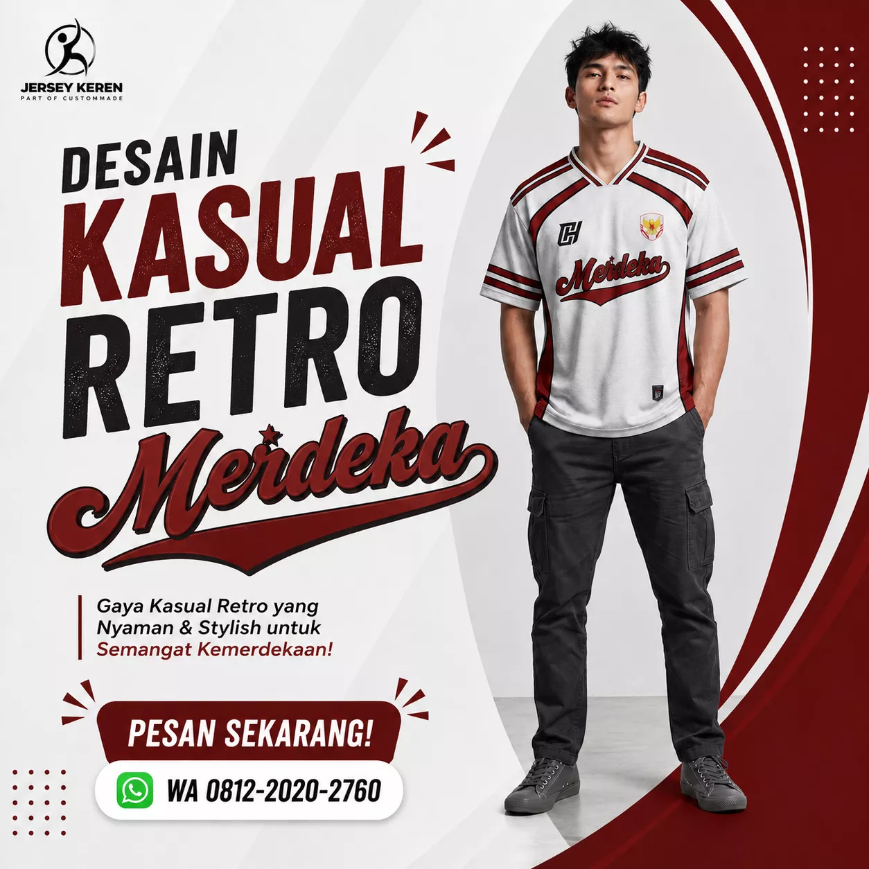 jersey oversize 17 agustus Desain Kasual Retro "Merdeka"