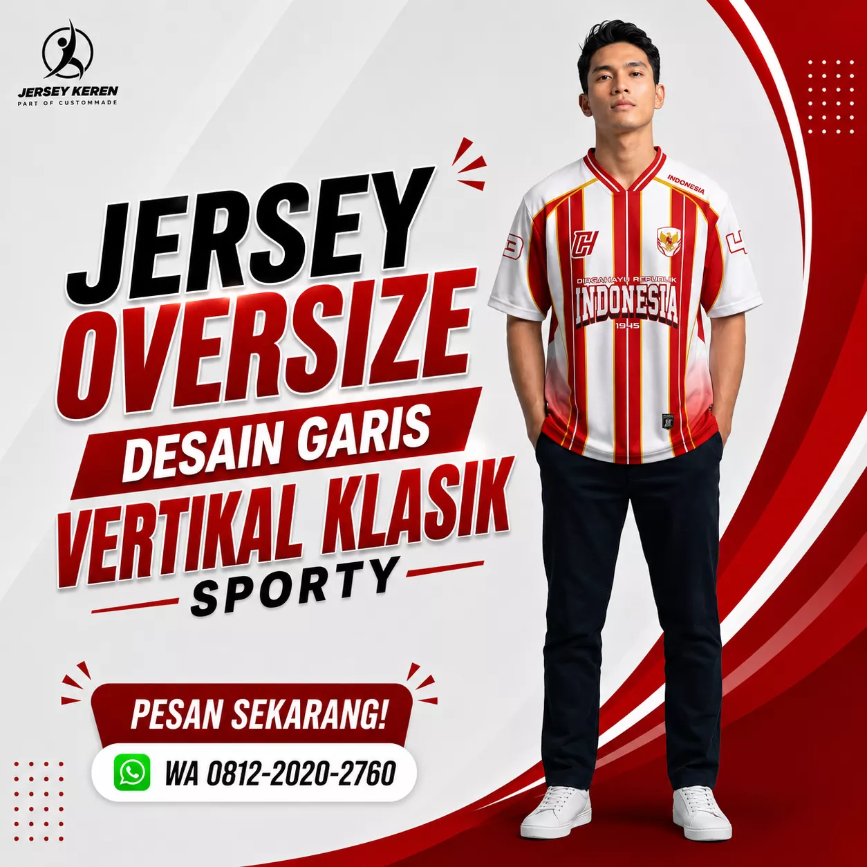 jersey oversize 17 agustus Desain Garis Vertikal Klasik