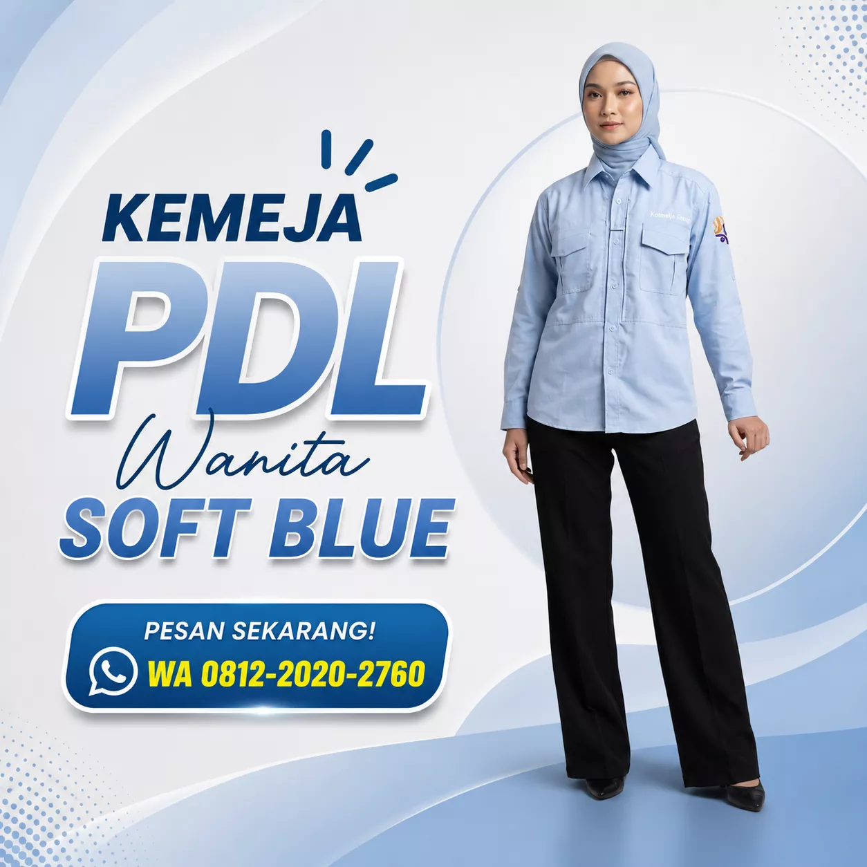 konveksi kemeja PDL bandung wanita warna biru muda