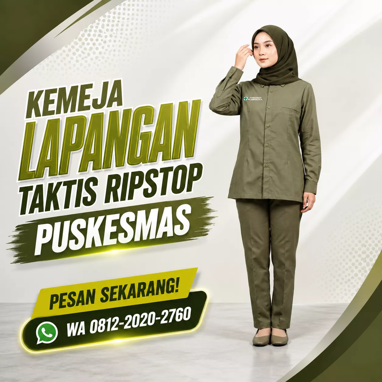 vendor kemeja bandung bahan ripstop hijau