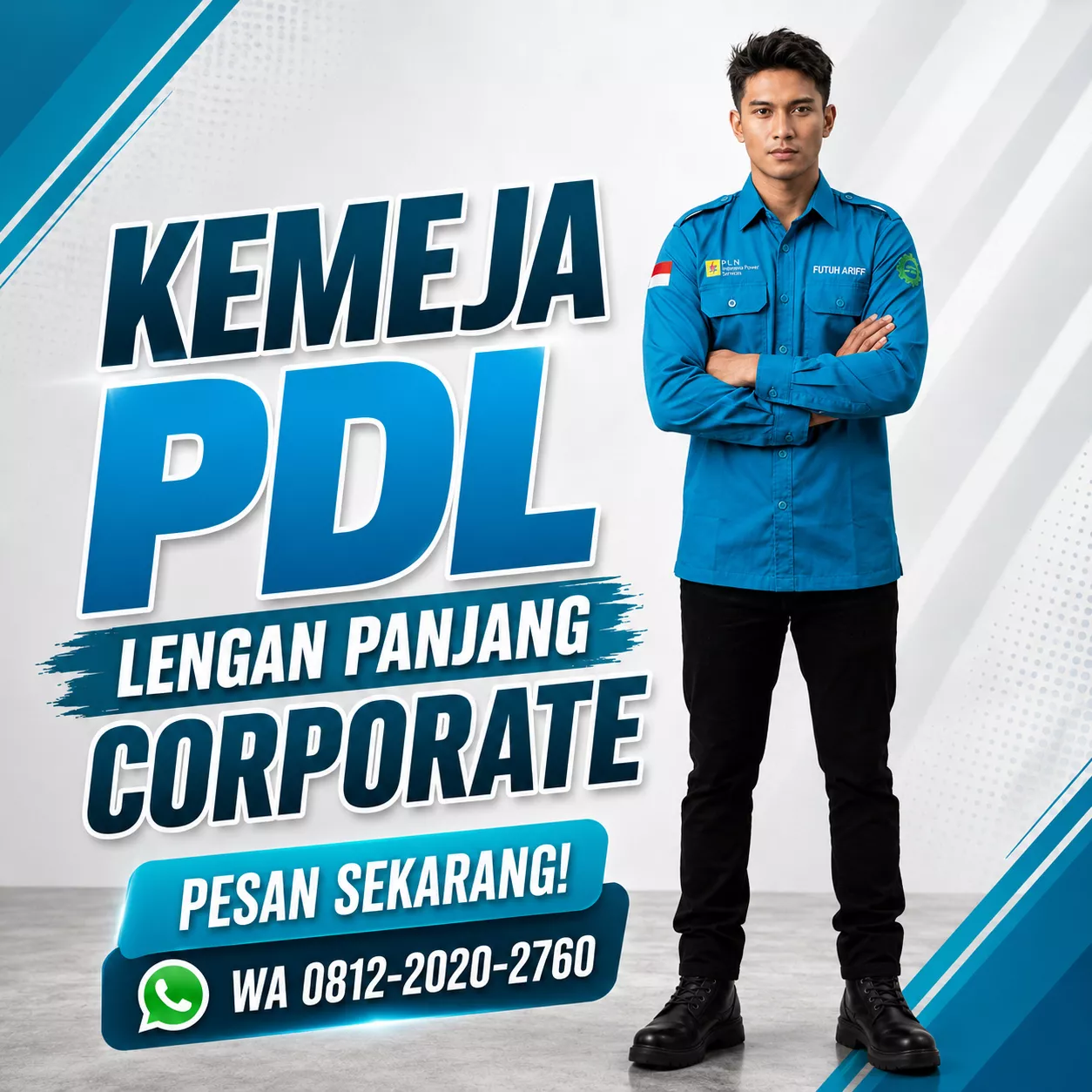 Vendor kemeja bordir logo PLN