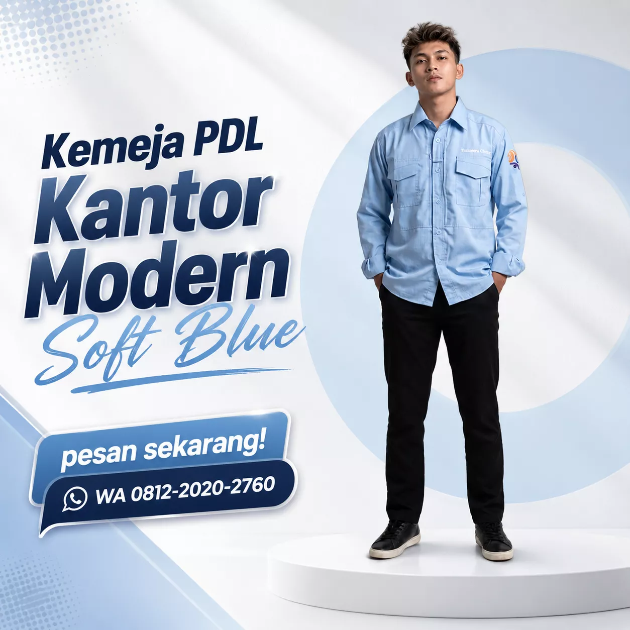 vendor seragam kantor PDL warna soft blue