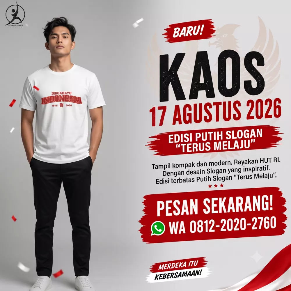 Model baju kaos putih agustusan slogan terus melaju